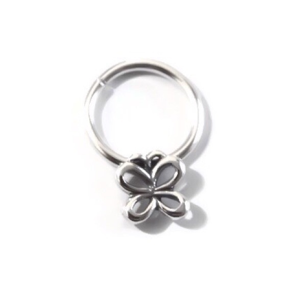 Cute 925 Sterling Silver Butterfly Septum Ring or Daith Cartilage Hoop Earring - Picture 3 of 5